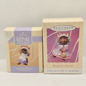 2 New Hallmark Keepsake Ornament Springtime Bonnets Set Lot Series Hat Bunny 1 5
